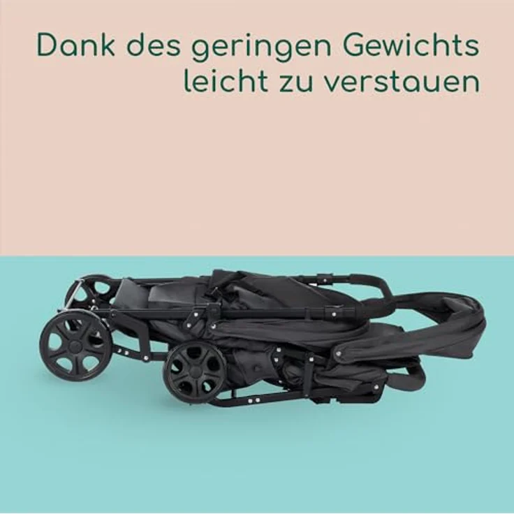 Bebeconfort Teamy Zwillings-Kinderwagen, kompakter Geschwister-Kinderwagen für 0-22 kg, ab Geburt bis 4 Jahre, mit 2 Sitzen und Regenverdeck, Mineral Graphite – Bild 5
