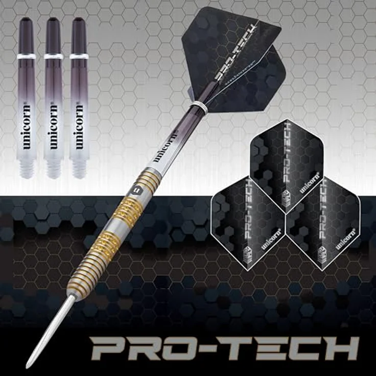 Unicorn Pro-Tech 6 90% - Steeldarts 23 Gramm, Goldbeschichtung – Bild 2