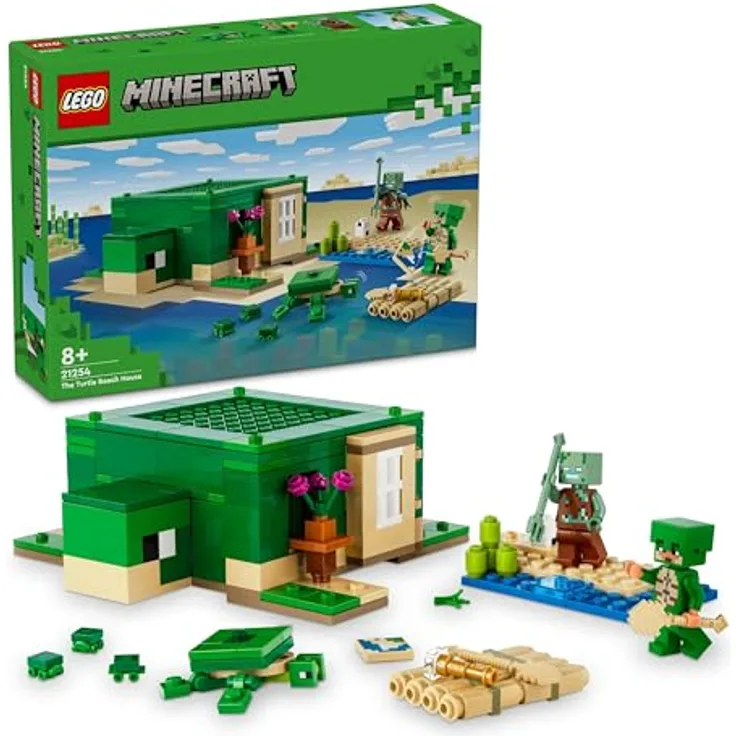 LEGO Minecraft Das Schildkrötenstrandhaus, Spielzeug-Haus mit Zubehör für Mädchen und Jungen ab 8 Jahren, Set mit Tieren und Figuren aus dem Videospiel, Geschenk für Gamer 21254