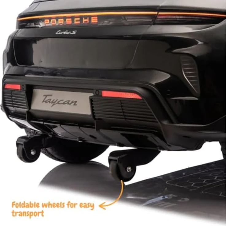 Porsche Taycan Turbo S Elektro Kinderauto 24V, 2-Sitzer für 2 bis 6 Jahre, Schwarz, MP3-Player, LED-Scheinwerfer, 3-6 km/h – Bild 9