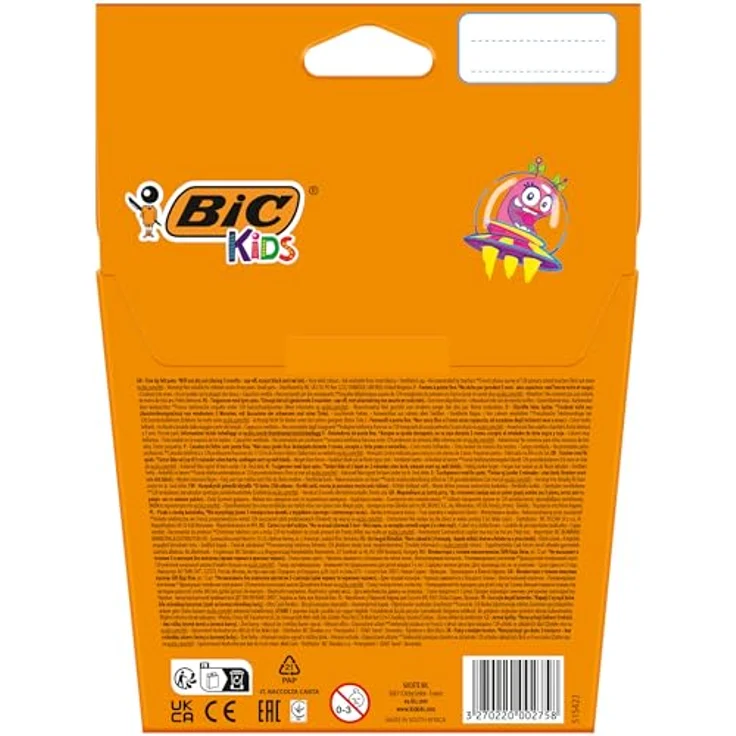 BIC Fasermaler KIDS Visa, 12er Set mit wasserbasierter Tinte, feiner Rundspitze, auswaschbar, austrocknungssicher – Bild 2