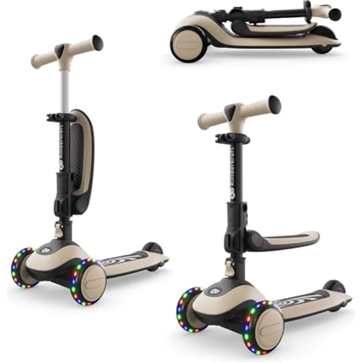 Kinderkraft HALLEY 2 – 2-in-1 Balance-Kinderroller mit Sitz, höhenverstellbar (25–33 cm), LED-Räder, klappbar, 4 Lenkerhöhen, Weiß – Bild 1