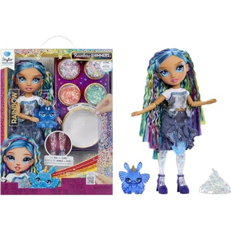 Rainbow High Anziehpuppe Rainbow Shimmers, Slime Fashion Doll mit Glitzer, Skyler (blau) – Bild 1