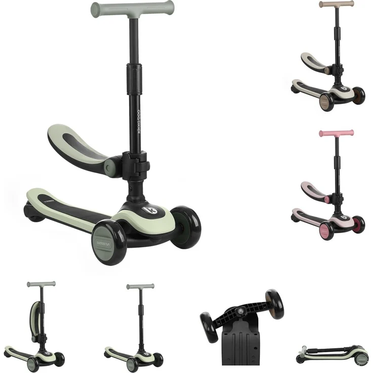Kikkaboo Kinderroller 2 in 1 Treo Laufrad, Sitz, faltbar, Lenkerhöhe verstellbar grün
