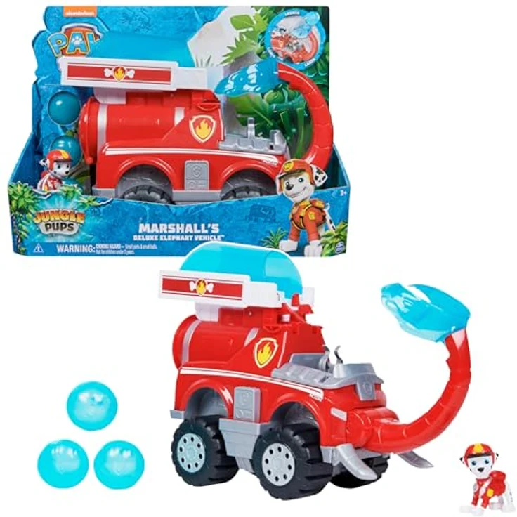 Spin Master Paw Patrol Jungle Pups Marshall, Feuerwehrauto im Elefanten-Design mit Wassergeschossen und beweglichem Rüssel – Bild 1
