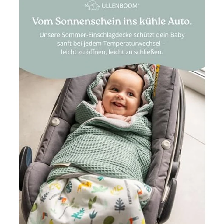 ULLENBOOM Einschlagdecke für die Babyschale Sommer, atmungsaktiv, 0,5 TOG, passend für 3- und 5-Punkt-Gurtsysteme – Bild 3