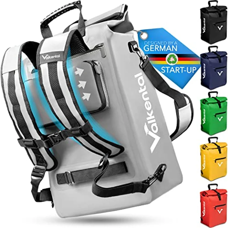 Valkental Vollreflektierende 3in1 Fahrradtasche - NEUAUFLAGE 2024 - Wasserdicht & Reflektierend - 23L - Grau – Bild 1