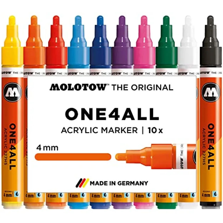 Molotow Permanentmarker One4All 227 HS nachfüllbar 4mm VE=10 Stück, sortiert, wasserfest, lichtbeständig