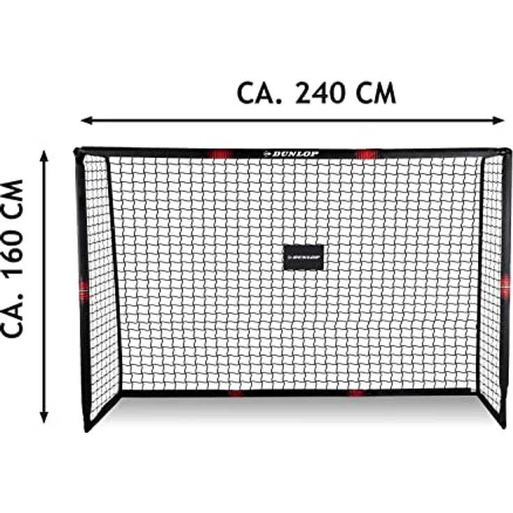 Dunlop Fußballtor - 240 x 160 x 85 cm - Metall - Fußballtrainingszubehör für alle Altersgruppen - Einfache Montage - Schwarz/Rot – Bild 3