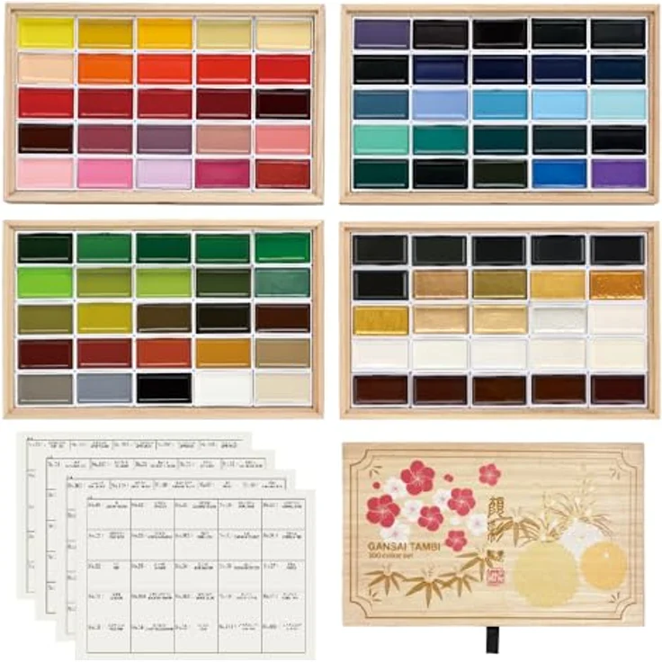 Kuretake Gansai Tambi Aquarell-Set, 100-Farben-Set mit hochwertigen, lebendigen Farben und replaceable Pans, 2024 Edition – Bild 2