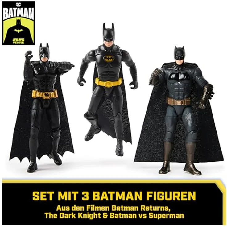 DC Comics Ultimate Batman Set, 3 Batman Figuren (10cm) aus Batman Returns, The Dark Knight und Batman v. Superman, 11 Gelenkpunkte, ab 3 Jahren – Bild 2