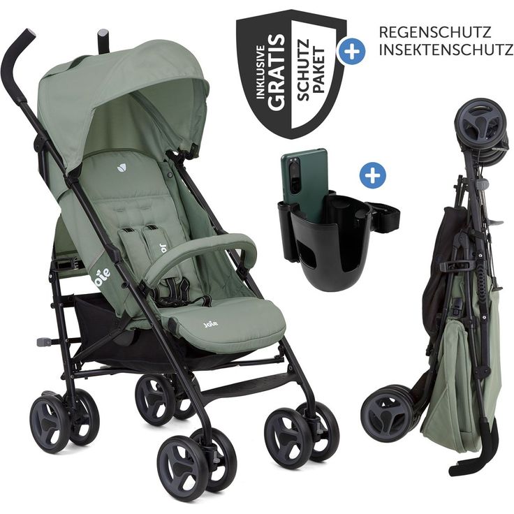 joie Buggy & Sportwagen Nitro LX, nur 7,7 kg, inkl. Getränkehalter, Regenschutz & Insektenschutz, Farbe Laurel, mit Gratis Mobilitätsgarantie