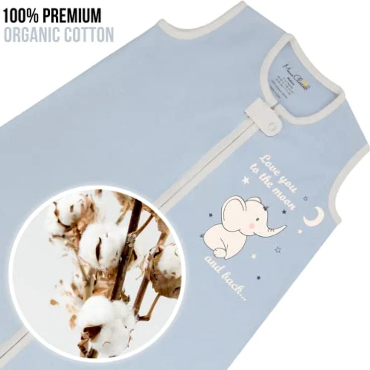 Mama Cheetah Baby Schlafsack, Sommerschlafsack aus 100% Bio-Baumwolle, 0.5 TOG, M (6-12 Monate) für Jungen und Mädchen – Bild 2