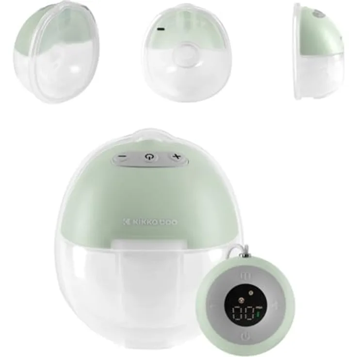 Kikka Boo Milchpumpe Iris elektrisch, 180 ml Fassung, 9 Saugstufen, zwei Modi, grün, mit Fernbedienung und Rückflussschutz