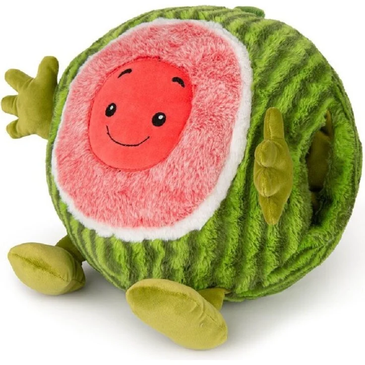 NOXXIEZ Noxxiez Handwarmer - Knuffel - Kussen - Watermeloen, Kuscheltier und Handwärmer in Melonen-Design, 35 cm groß, weich und hautfreundlich – Bild 1