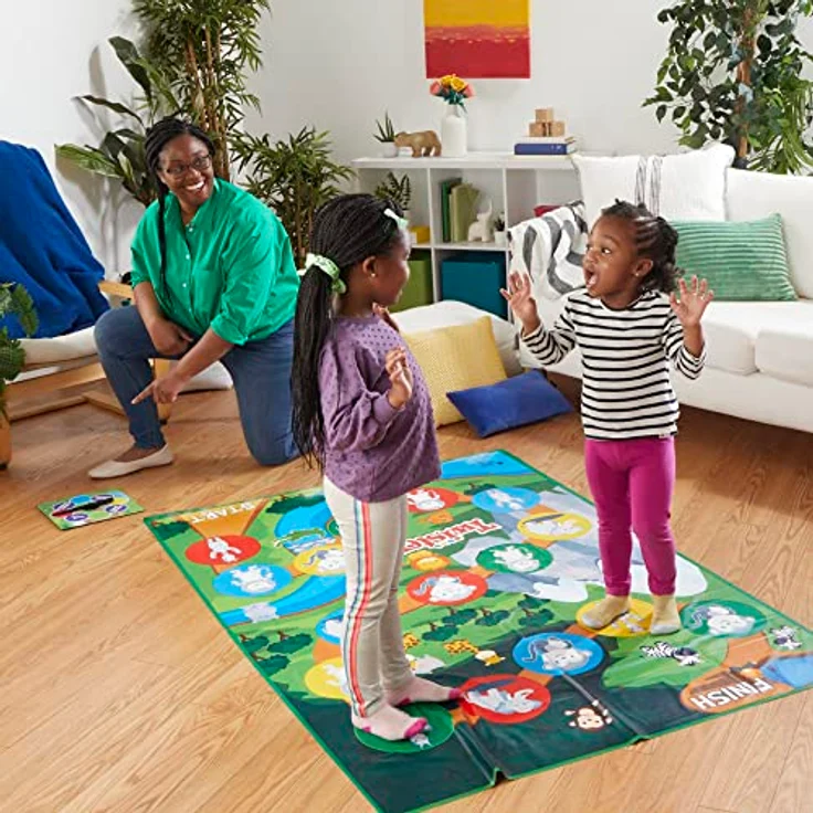 HASBRO Twister Junior Spiel Tierbrett, 2 Spiele in 1 mit doppelseitiger Matte und Drehscheibe, polnische Version für 2-4 Spieler – Bild 5