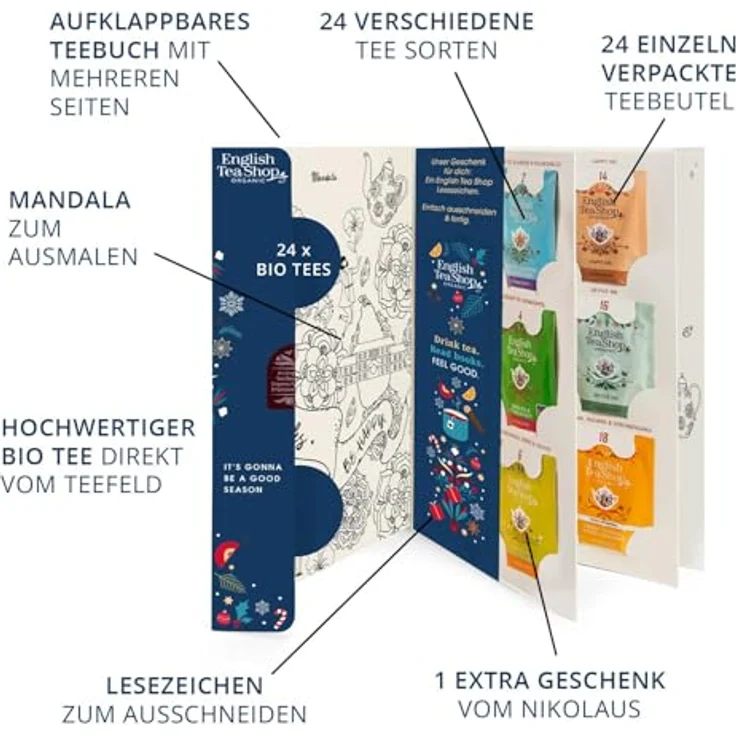 English Tea Shop ETS - Tee Adventskalender "Feel Good", 24 Bio Tees mit Weihnachtsgeschichte und Lesezeichen – Bild 5