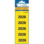 HERMA 1686 Jahreszahlen Aufkleber 2026, selbstklebende Textetiketten in Gelb, 100 Stück, 60 x 26 mm, blickdicht, matt, FSC-zertifiziert