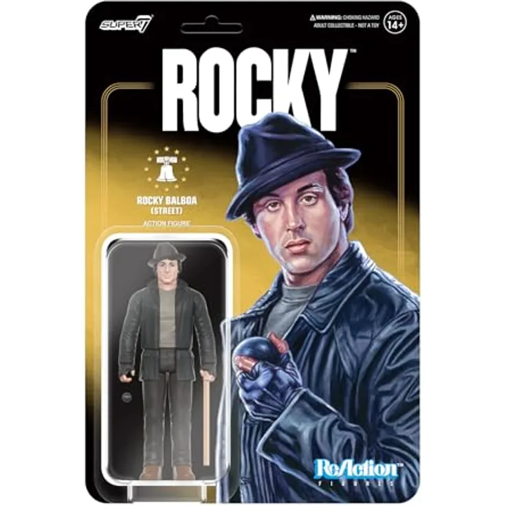 Super7 Rocky ReAction Actionfigur Wave 03 Rocky Street (Rocky I), 10 cm mit Zubehör und Austauschteilen