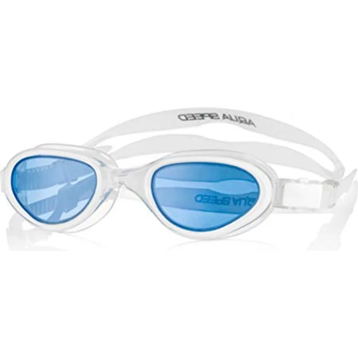 Aqua-Speed X-Pro Monoblock Schwimmbrille für Herren, weiß/blau getönte Gläser, Einheitsgröße