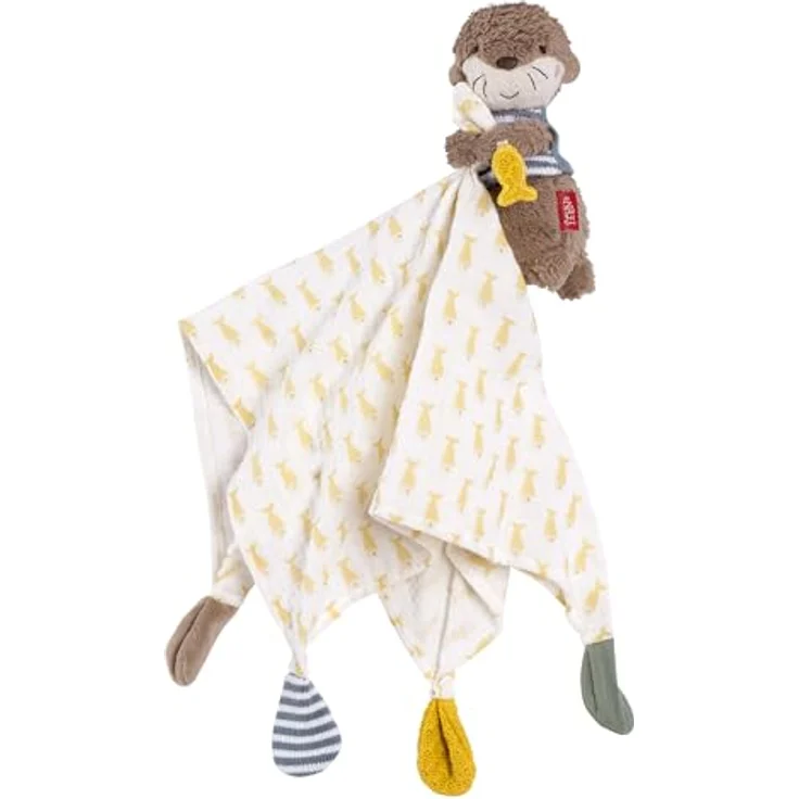 Fehn Musselin-Schmusetuch Otter – Einschlafhilfe & Stofftier-Schnuffeltuch mit Baumwolle-Musselintuch für Babys, 37 cm, Plüsch & Strick, waschbar bei 30°C - Preisvergleich – Bild 1