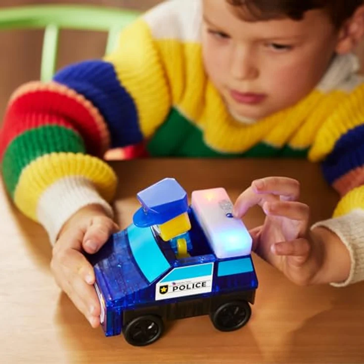 MAGNA-TILES Polizeistation 35-teiliges Magnetbauset mit Light & Sound Fliese und Polizeifiguren, für kreatives Spielen ab 3 Jahren – Bild 5