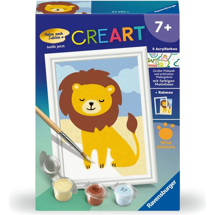 Ravensburger Verlag GmbH Malen nach Zahlen CREART® - Kleiner Löwe, Malvorlagen mit farbigen Motivlinien und 5 Acrylfarben, ab 7 Jahren – Bild 1