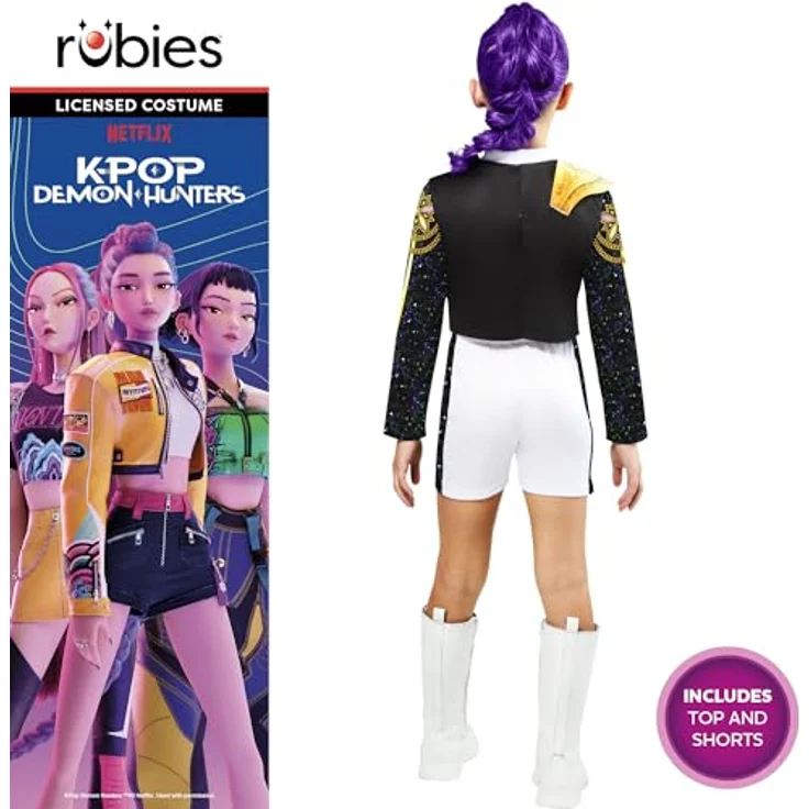 Rubies K-Pop Classic Rumi Golden Costume, Kostüm für Kinder (110-116 cm), digital bedrucktes Oberteil und kurze Hose mit goldenen Details – Bild 2