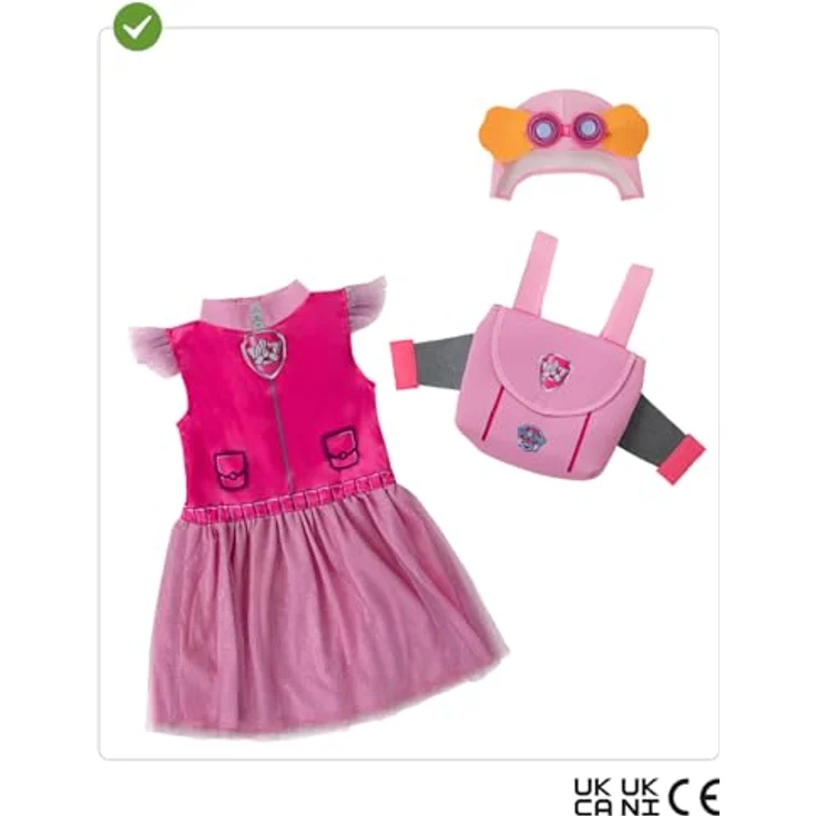 Funidelia Offizielles Skye Paw-Patrol Kostüm für Mädchen, inklusive Kleid, Rucksack und Mütze, Größe 3-4 Jahre, rosa, 100% Polyester – Bild 2