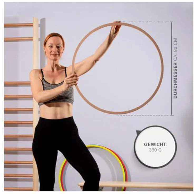 Sport-Tec Gymnastikreifen aus Holz, Hula Hoop, Trainingsreifen, Turnreifen, Fitnessreifen, Gymastik Kreis, Gewichtsreduktion, 80cm – Bild 3