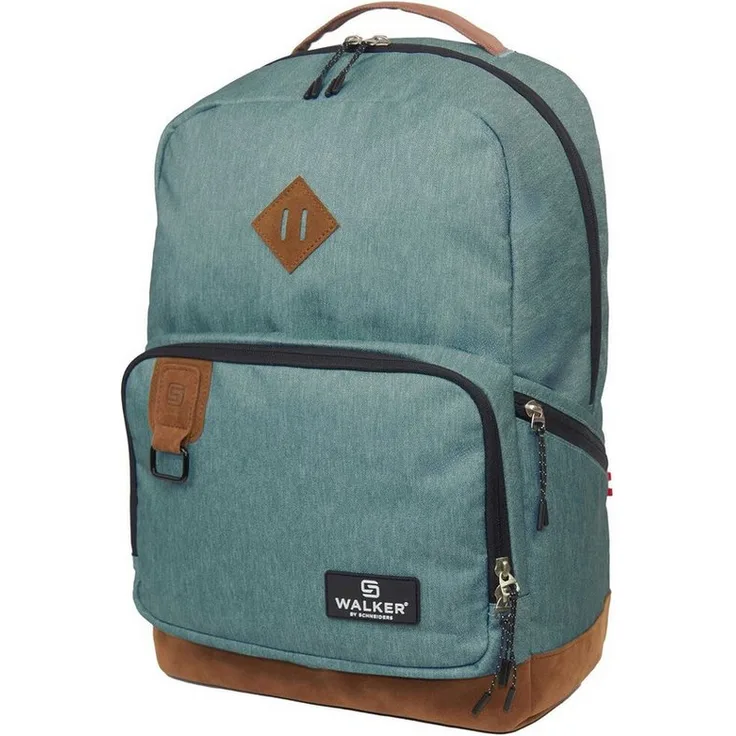 Walker by Schneiders Schulranzen Rucksack Pure - 29L Volumen, ergonomisch, wasserabweisend, sage