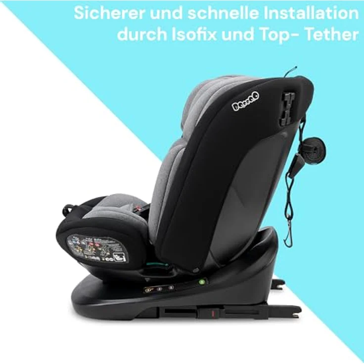 BooBoo Autokindersitz Safety Lissabon, 360° drehbarer Reboarder Kindersitz Isofix, ab Geburt, 40-150 cm, Baby Autositz – Bild 6