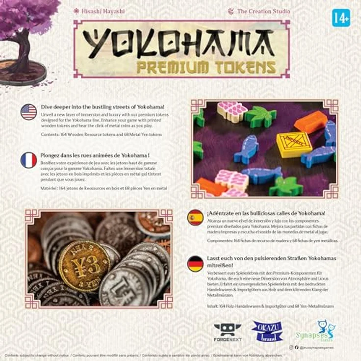 Synapses Games YOK02ML Premium Tokens, Mehrfarbig - Attraktive Spiel-Accessoires für Yokohama-Enthusiasten und Sammler – Bild 2