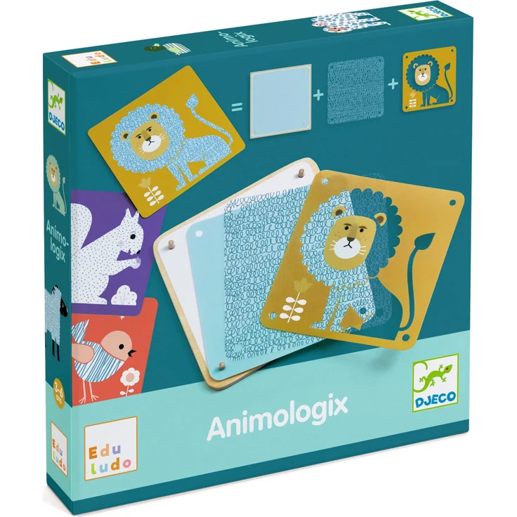 Djeco Animologix, Konstruktionsspiel mit durchsichtigen Karten und bilingualen Spielregeln in 10 Sprachen