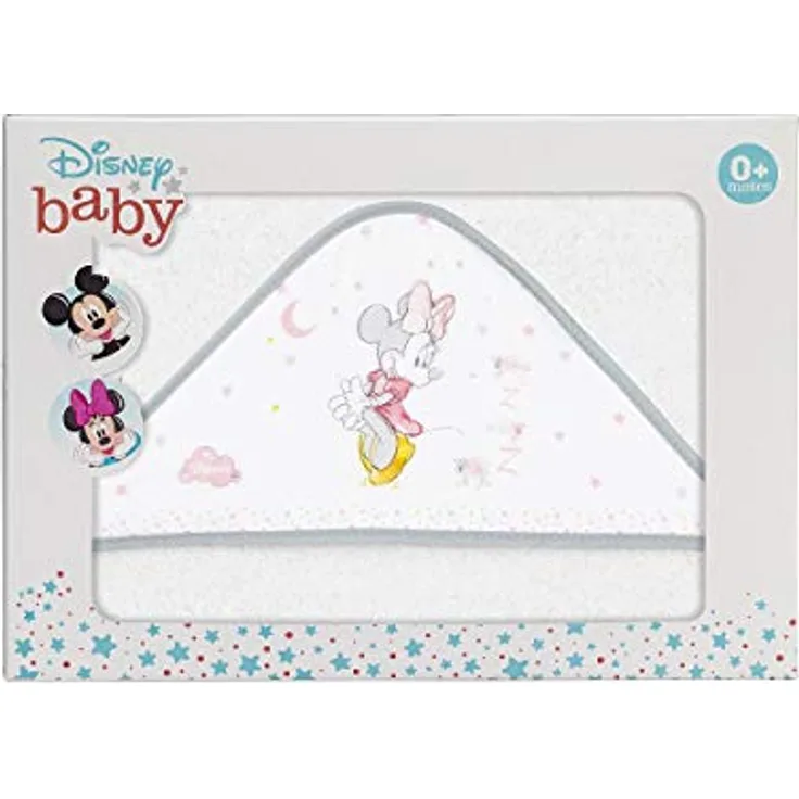 Interbaby MN004-18 Baby Kapuzenhandtuch Disney Minnie Counting Sheep - Weiss/Grau, grau, 200 g