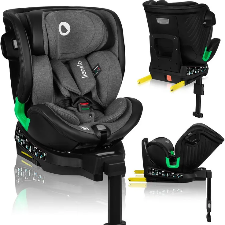lionelo Autokindersitz HARMONY I-SIZE, 360° Basis, ISOFIX, i-Size, Gürtelalarm, ab Geburt - 12 Jahre, 0,00 kg - 36,00 kg, (Set), viele Annehmlichkeiten