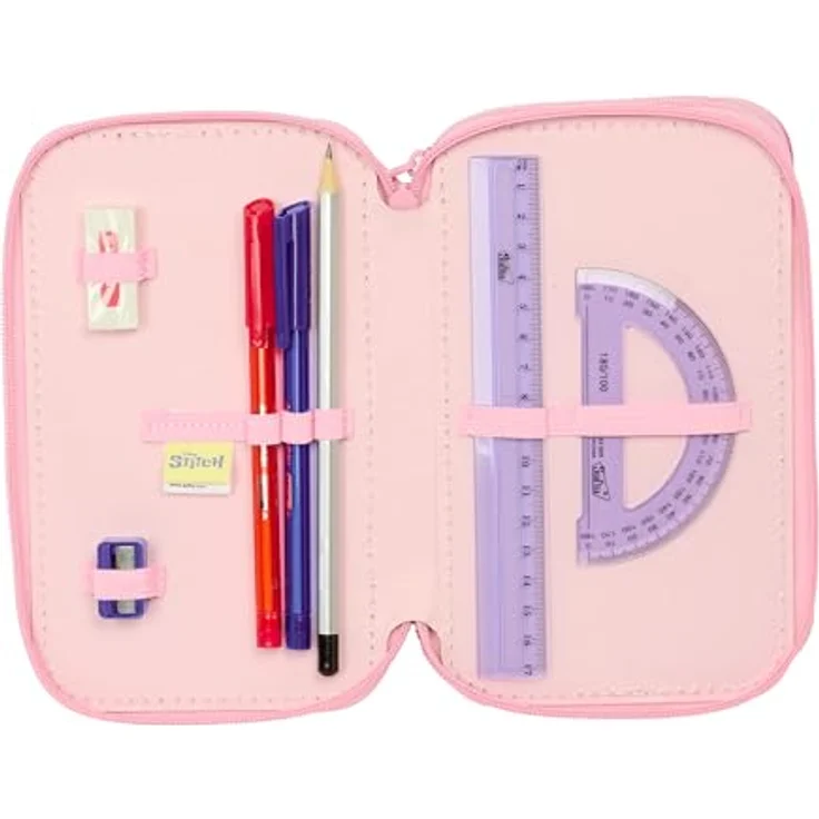 Safta STITCH ICE CREAM Federmäppchen, 37-teiliges Schulbedarf-Set für Kinder, 12,5 x 5,5 x 19,5 cm, strapazierfähig und langlebig – Bild 4