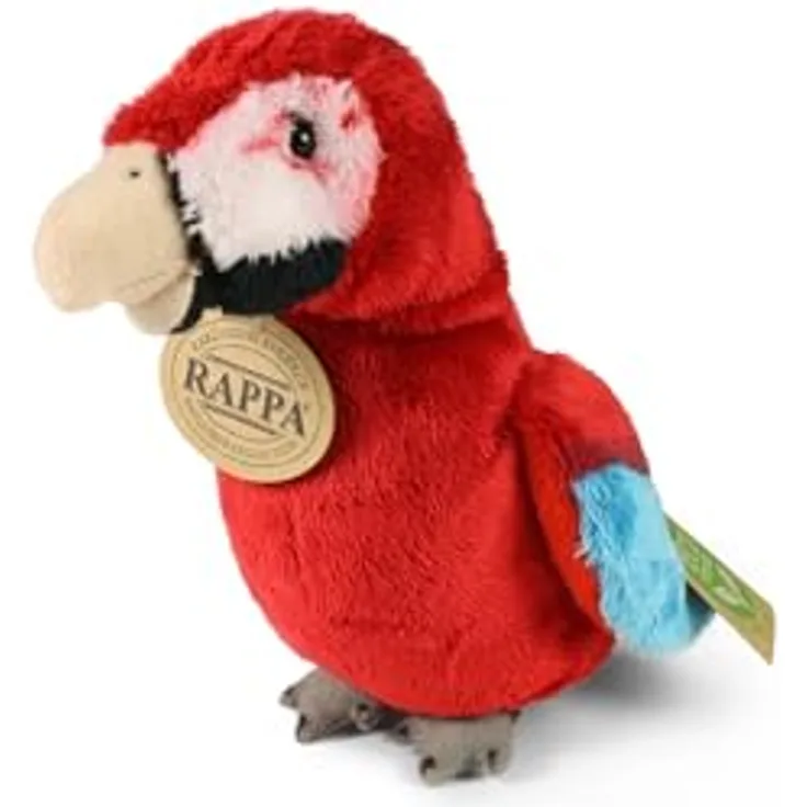 Teddys Rothenburg Kuscheltier Papagei rot, 15 cm stehendes Plüschtier mit waschmaschinengeeignetem Material und detailgetreuem Design