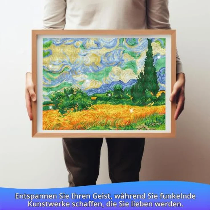 Diamond Dotz Kreativset „Weizenfeld mit Zypressen“, Bastelset für Erwachsene und Jugendliche ab 12 Jahren, inklusive hochwertiger Strasssteine und detaillierter Anleitung, 51 x 39 cm – Bild 7