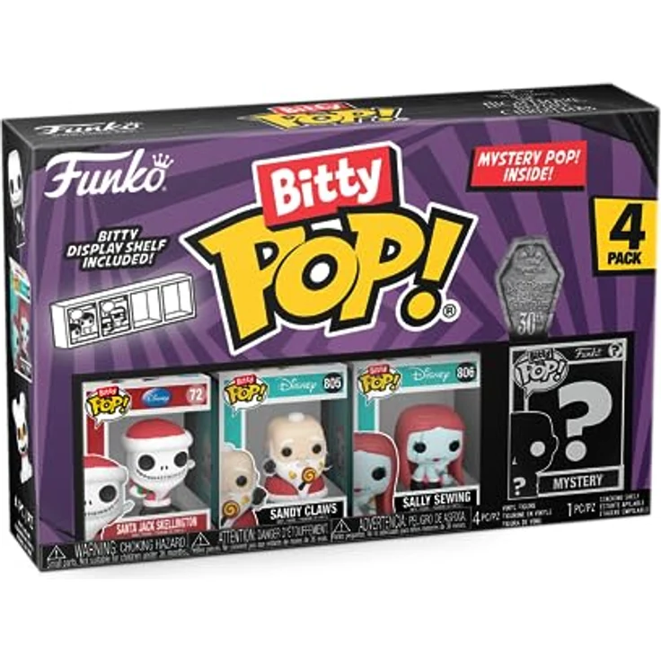 Funko TNBC - Santa Jack Skellington Sandy Claws Sally Sewing - Bitty Pop! Sammelfigur im Acryl-Hartschalen-Schutz – Bild 3