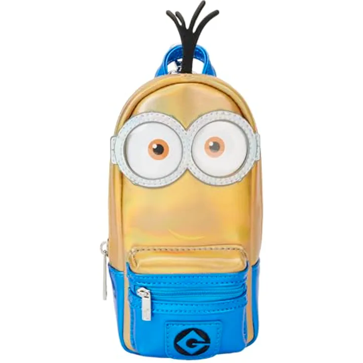 Loungefly Mini-Rucksack, Federmäppchen, Ich - Einfach Unverbesserlich, vegan Leder, silberfarbene Hardware, klares PVC - schillernd, offiziell lizenziert (10,2 cm B x 20,3 cm)