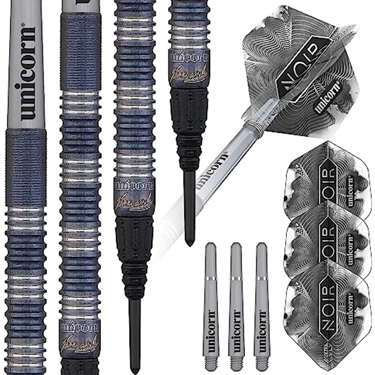 Unicorn Schwarz Noir Soft Tip Darts, 20 g mit James Wade Signature-Barrels – Bild 1