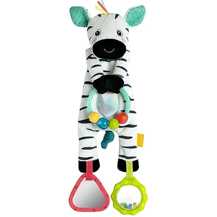 Fehn Greifspielzeug DoBabyDoo, Bean Bag Zebra, Motorikspielzeug mit Rassel, Quietsche und Spiegel für Babys ab 0 Monaten – Bild 1