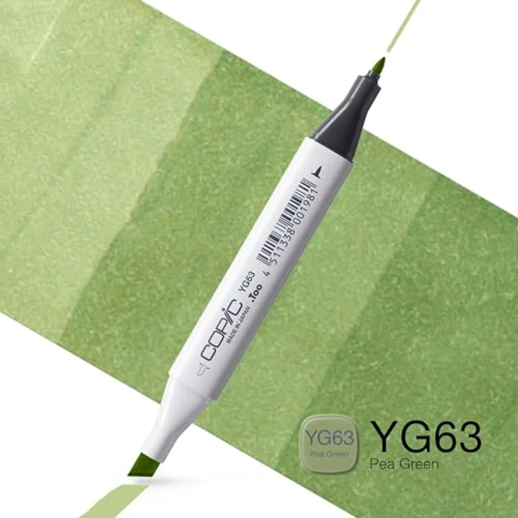 Copic Classic Marker Typ YG - 63, Pea Green, professioneller Layoutmarker mit dualem Spitzensystem, schnelltrocknend – Bild 2