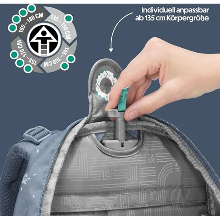 Coocazoo PORTER Schulrucksack „Bloomy Daisy”, hellgrau, ergonomischer Tornister, höhenverstellbar, mit Brust- und Hüftgurt, für die 3. Klasse, 5 Fächer, nachhaltige Materialien – Bild 5