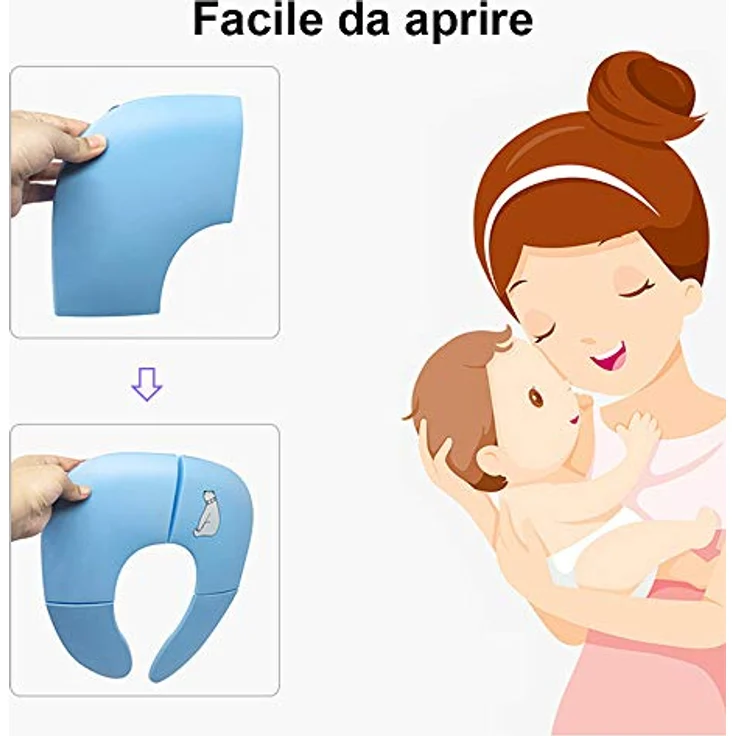 Upgrade Version Faltbarer Toilettensitz, Kinder Faltbarer Toilettentrainer Unterwegs für Kinder/Baby,Tragbar Reise WC Sitz Kleinkind Töpfchentrainer WC Sitzbezüge (Blau) – Bild 3