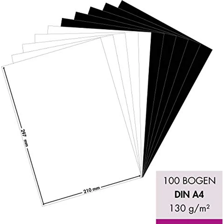 MarpaJansen Tonzeichenpapier Schwarz/Weiß, DIN A4, 100 Bogen, je 50 Bogen in schwarz & weiß 130 g/m², Blauer Engel zertifiziert – Bild 2