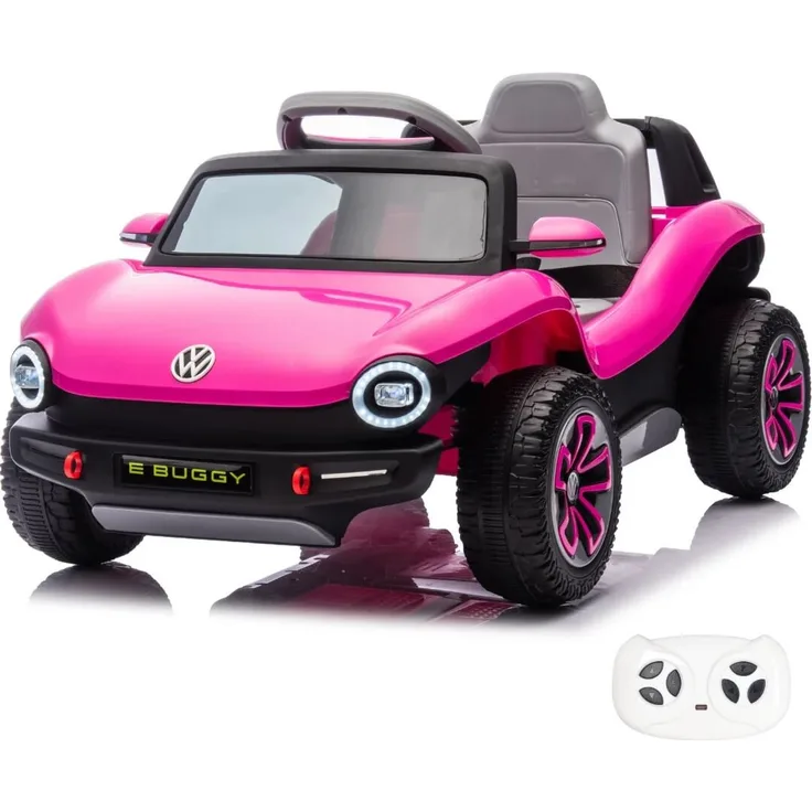 Volkswagen E-Buggy 12V Elektrofahrzeug für Kinder, mit Fernbedienung, Rosa, Altersgruppe 1-5 Jahre, MP3-Player, Sicherheitsgurt, 5 km/h