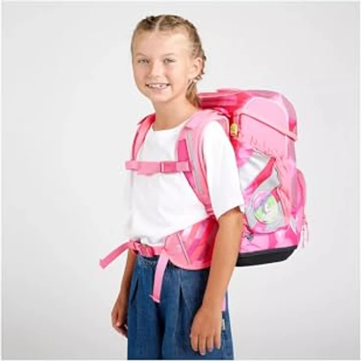 ergobag Cubo KuntBärbuntes Einhorn, 5-teiliges Schulranzen-Set, ergonomisch, für 1. bis 4. Klasse, reflektorisch, 19 l, PFC-frei – Bild 6