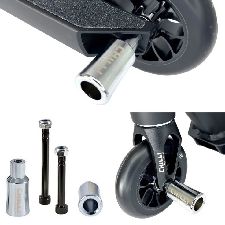 Chilli Stuntscooter Chilli Pro Scooter Stunt-Scooter Pegs Barrel Silber chrome - Aluminium Pegs, ideal für Park Rider, leichtgewichtig